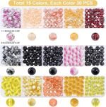 450PCS 6MM Yellow Black Glass Beads | 15 Style Round Halloween Fall DIY Jewelry - Image 3