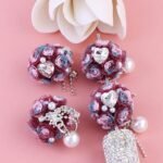 Rhinestone Rose Flower Beads with Tassels | Crystal Bowknot Focal Beads for DIY Jewelry - Image 2