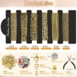 18K Gold Plated Stainless Steel Chain Kit | DIY Jewelry Making with Pendants, Charms, Pliers - Image 3