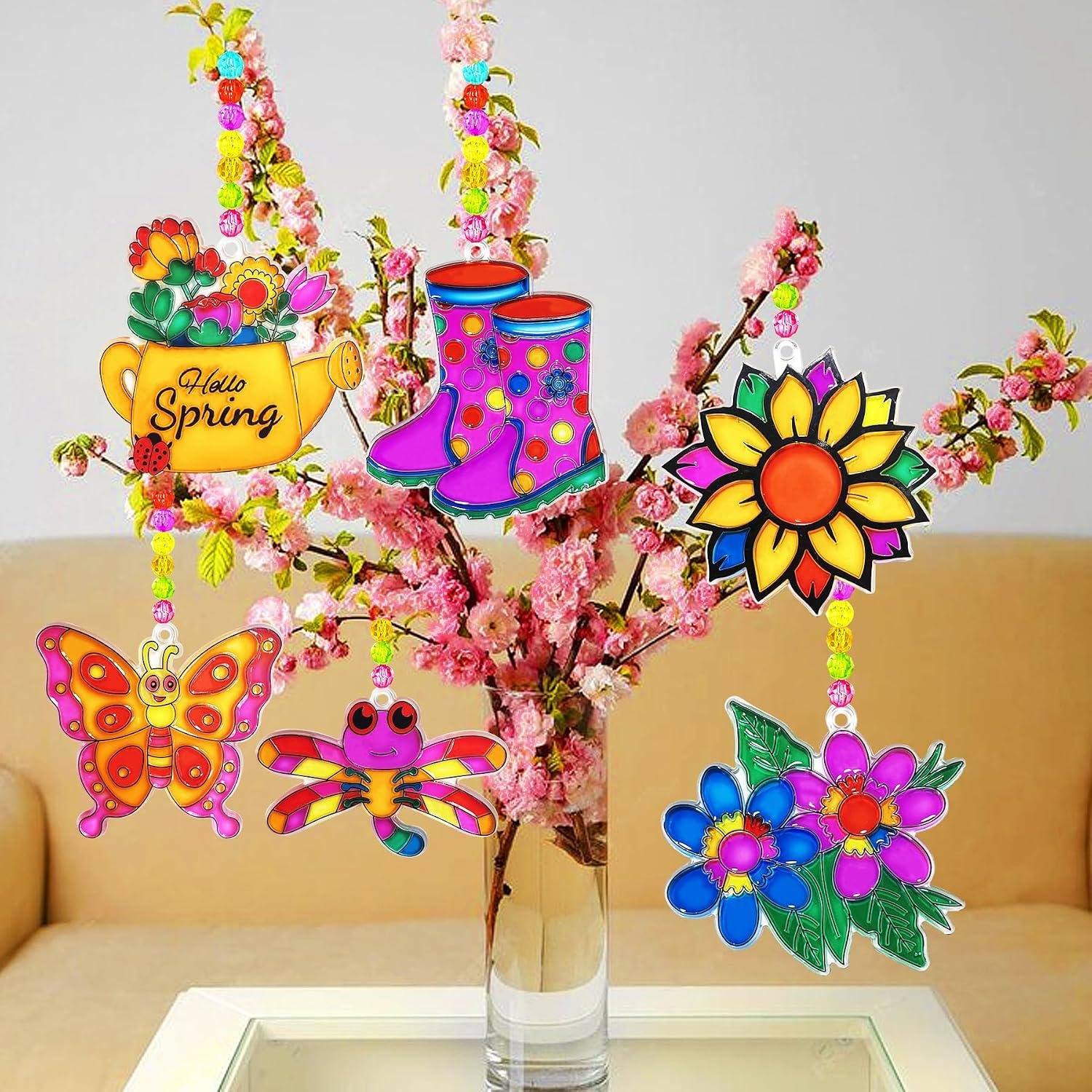 il_fullxfull.8444725535_1aki.jpg 30 Spring Flower Butterfly Suncatcher Craft Kits | Floral Window Decor DIY - Image 1