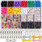DIY Beaded Keychain Making Kit | Letter Heart Beads, Swivel Hooks, Cords Bag Charms