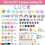 826PCS Bead Keychain Making Kit | Starfish, Butterfly, Alphabet Charms (DIY Jewelry Craft Set) - Image 2