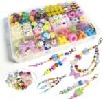 DIY Bead Keychain Making Kit | Football, Rugby, Alphabet, Charms (440PCS)