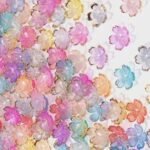 100PCS Gold Plated Cherry Blossom Flower Beads | Acrylic Floral Charms for DIY Jewelry