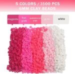 4000PCS 6MM Pink Polymer Clay Beads | Round Beads for DIY Bracelets Jewelry Making Crafts - Image 5