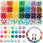 470PCS 10MM Faux Pearl Beads | 28 Colors Round Spacer Beads for Jewelry Crafts