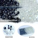 1000PCS Black White Glass Beads | Faceted Round Teardrop Crackle Craft Supplies - Image 3