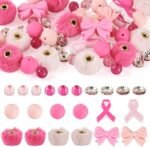 48pcs Pink Bow Silicone Beads | Mink Fur Style European Spacer Beads for DIY Crafts - Image 2