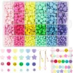 900PCS Candy Color Acrylic Beads | Heart, Star, Happy Face Pastel Beads for DIY Jewelry Crafting - Image 2