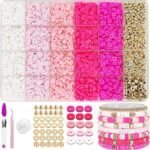 Pink Clay Bead Bracelet Kit | Heishi Flat Beads, Gold Spacers (DIY Jewelry Making) - Image 5
