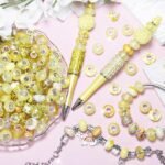 60pcs Yellow Large Hole Beads | European Lampwork Spacer Beads for DIY Jewelry, Pens, Charms