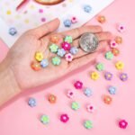 50PCS 13MM Acrylic Flower Spacer Beads | Multicolor DIY Jewelry Crafts