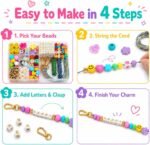 421PCS Bead Keychain Kit | Heart Star Flower Alphabet Beads DIY Bag Charm Jewelry Set - Image 4