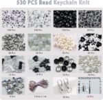 521PCS Black Acrylic Bead Keychain Making Kit | DIY Bag Charm Supplies (Women's Craft Set) - Image 3