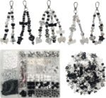 521PCS Black Acrylic Bead Keychain Making Kit | DIY Bag Charm Supplies (Women's Craft Set) - Image 5