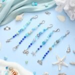 790PCS Ocean Charms Keychain Making Kit | Starfish Dolphin Crab Conch Seahorse Blue Beads DIY Crafts