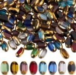 160PCS Faceted Glass Rice Beads | Gold Electroplated Oval Spacer Beads (4x7MM)