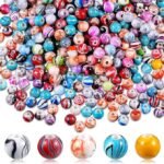 500PCS 8MM Ink Pattern Acrylic Beads | Colorful DIY Jewelry Making Supplies - Image 2