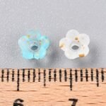 Pale Turquoise Frosted Flower Acrylic Beads | Gold Foil Accents (1086PCS) - Image 4