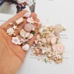 40PCS Pink Enamel Charms | DIY Jewelry Making Pendants (20 Pairs)