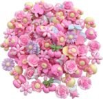 100PCS Shimmery Pink Resin Charms | Flatback Kawaii Embellishments for Slime Jewelry Phone Cases Crafts - Image 2