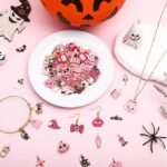 55 Pairs Pink Halloween Enamel Charms | Spooky DIY Jewelry Making Supplies