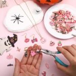 55 Pairs Pink Halloween Enamel Charms | Spooky DIY Jewelry Making Supplies - Image 3