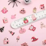 55 Pairs Pink Halloween Enamel Charms | Spooky DIY Jewelry Making Supplies - Image 2