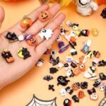 60PCS Halloween Flatback Resin Charms | Spooky Cabochon Embellishments for Slime Phone Cases DIY Crafts