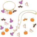 34PCS Halloween Charms | Pumpkin, Bat, Ghost, Witch Hat (Metal Alloy) - Image 3