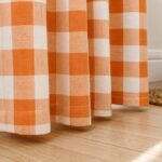 Orange Halloween Curtains | Fall Halloween Window Panels | Orange White Plaid Curtain | Farmhouse Autumn Home Decor - Image 7