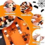 200PCS Halloween Wooden Beads | Pumpkin, Bat, Plaid DIY Crafts - Image 4