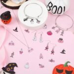 Pink Ribbon Halloween Charms | Breast Cancer Awareness Jewelry Supplies (40PCS)