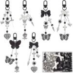 160PCS Gothic Keychain Making Kit | Black Butterfly Heart Charms, Halloween DIY Crafts - Image 3