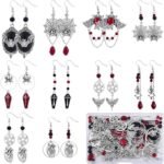 Gothic Halloween Earring Making Kit | Spider, Coffin, Bat, Skull Charms (Black Red) - Image 4