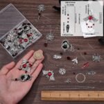 Gothic Halloween Earring Making Kit | Spider, Coffin, Bat, Skull Charms (Black Red) - Image 3
