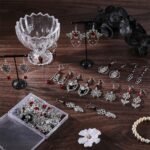 Gothic Halloween Earring Making Kit | Spider, Coffin, Bat, Skull Charms (Black Red)