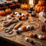 120PCS 16MM Halloween Wooden Beads | Large Hole Round Wood Beads for DIY Jewelry Crafts