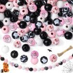 150 Sets Pink Ghost Wooden Beads | Halloween DIY Jewelry Making Crafts - Image 2