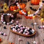 150 Sets Pink Ghost Wooden Beads | Halloween DIY Jewelry Making Crafts