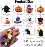 60PCS Halloween Christmas Resin Charms | 3D Cartoon DIY Jewelry Crafts (Box Included) - Image 3