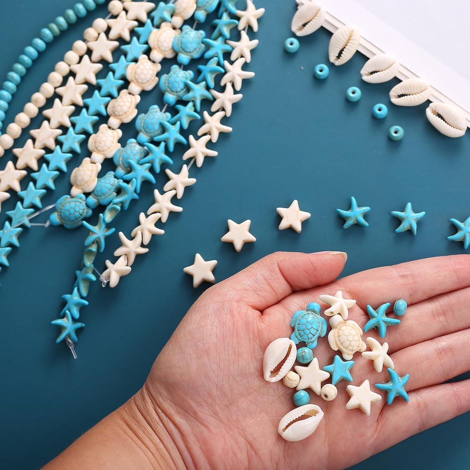 il_fullxfull.8480555818_eh01.jpg 344PCS Turquoise Sea Turtle Beads | Coastal DIY Jewelry Making Kit (8 Strings) - Image 1