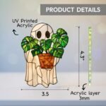 Halloween Stained Glass Ghost Plant Ornament | Spooky Suncatcher (Digital Download) - Image 3
