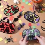 30PCS Halloween Pumpkin Suncatcher Craft Kit | Tissue Paper Window Art DIY Hanging Crafts - Image 3