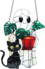 Halloween Ghost Cat Suncatcher | Acrylic Window Hanging Ornament (Plant Decor) - Image 2