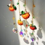 4PCS Fall Pumpkin Suncatchers | Crystal Sun Catchers for Indoor Windows Autumn Halloween Decor