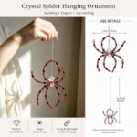 Red Crystal Beaded Spider Suncatcher | Halloween Window Hanging Ornament Gothic Decor - Image 3