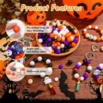 221PCS Halloween Silicone Beads | 15MM 14MM Focal Loose Hex Wood Abacus Beads DIY Keychain Jewelry - Image 3