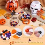 145PCS Halloween Silicone Beads Kit | Pumpkin Skull Ghost Bat Pastel Shapes for DIY Jewelry Crafts - Image 2