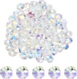 150PCS 14MM Glass Octagon Suncatcher Beads | 2 Hole AB Crystal Pendants for DIY Wind Chimes Crafts